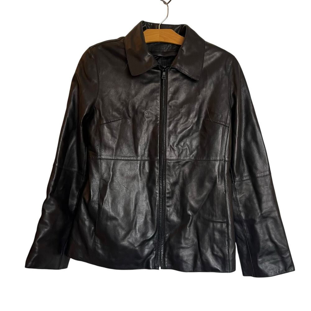 Andrew Mark New York Genuine Leather Jacket Black Full Zip Biker Grunge Size XS